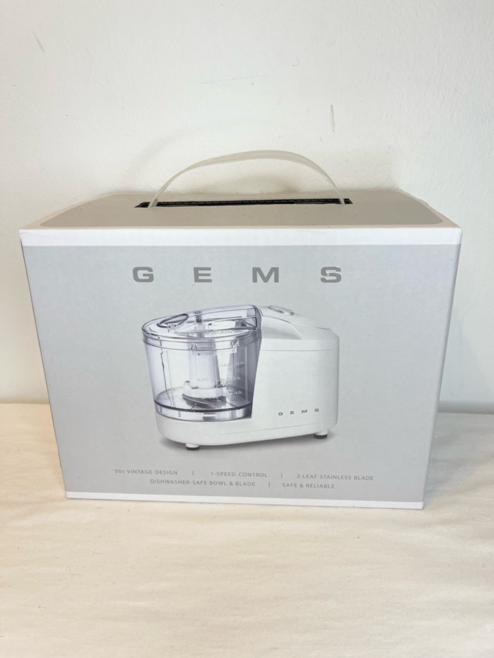 Gems White Mini Food Processor - Compact Kitchen Chopper